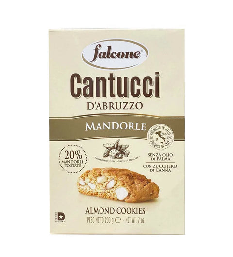 Falcone Cantucci d’Abruzzo mit Mandeln 200g – Schachtel „Mandorle“ mit Gebäck-Abbildung