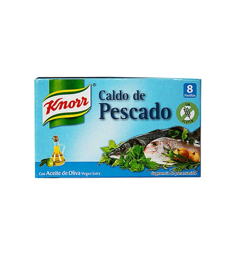 Knorr Caldo de Pescado – blaue Schachtel mit 8 Fischbrühwürfeln, spanische Ausgabe