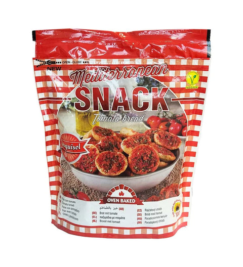 Rosquisol Geröstetes Brot mit Tomate 150g – rot karierter Standbeutel „Mediterranean Snack“