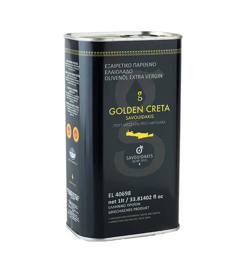 Golden Creta natives Olivenöl extra 1 l – schwarze Kanister-Dose aus Kreta, Sorte Koroneiki