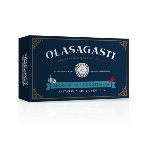 Olasagasti gebratene Sardellen pikant mit Knoblauch und Chili 120g – Baskische Fischkonserve