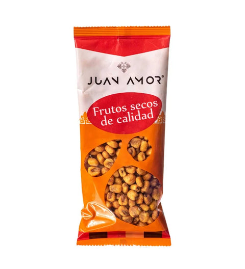Juan Amor frittierte kleine Maiskörner 120g – orangefarbener Beutel mit Sichtfenster